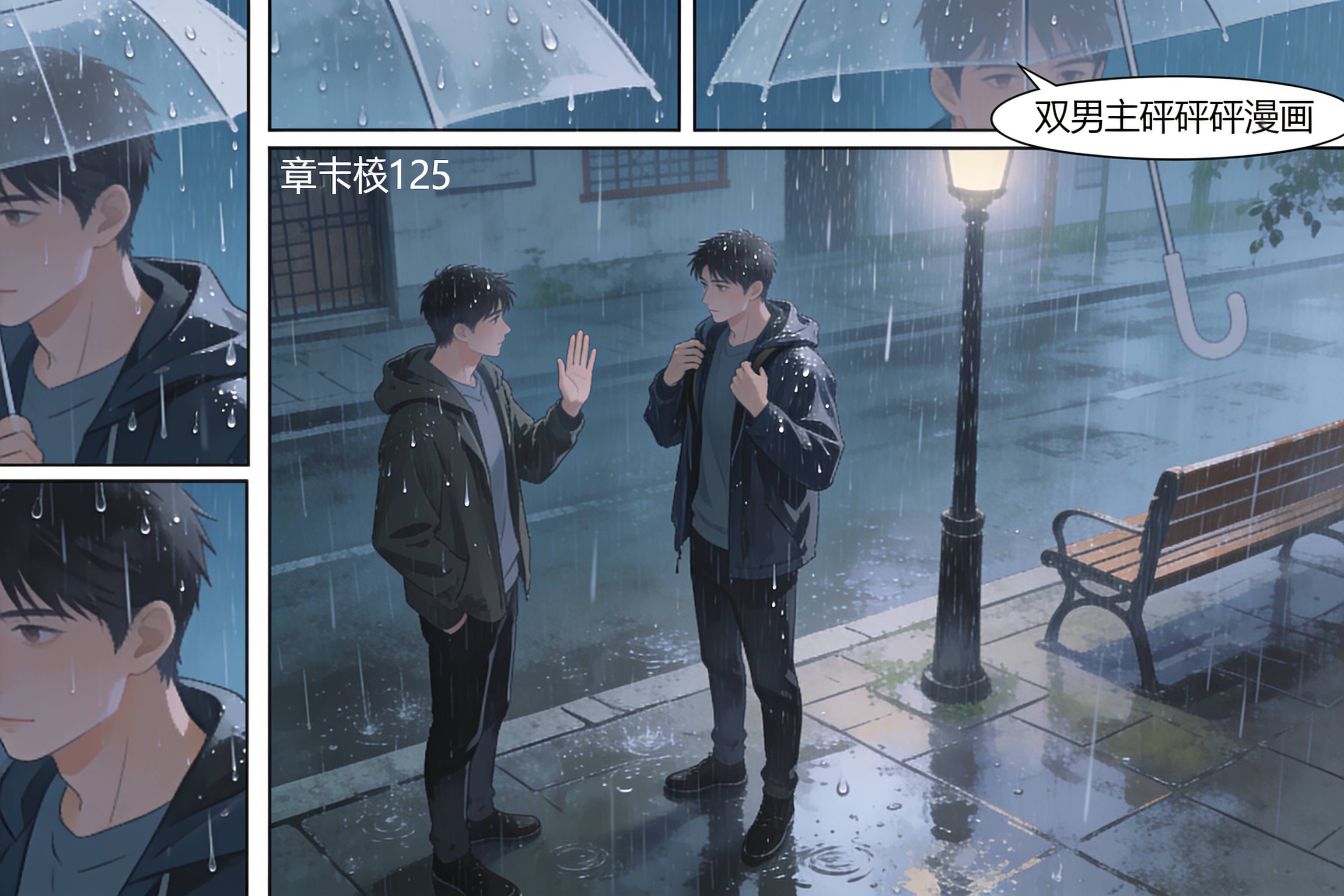 第125话分镜3：两人在雨中的和解场景